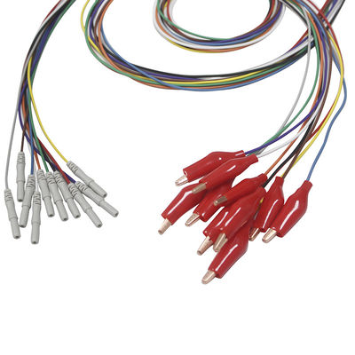 Arraffone di stile di baccano 1.5mm con l'elettrodo dei Leadwires di EMG di elettroencefalogramma dell'oro placcato elettrodi molli di elettroencefalogramma del morsetto a coccodrillo delle coperture esterne