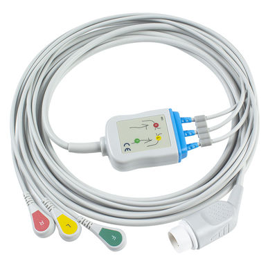 Cavo della rottura ECG del cavo dei cavi e dei Leadwires 8pin 3 dell'adulto ECG di P-Hilips