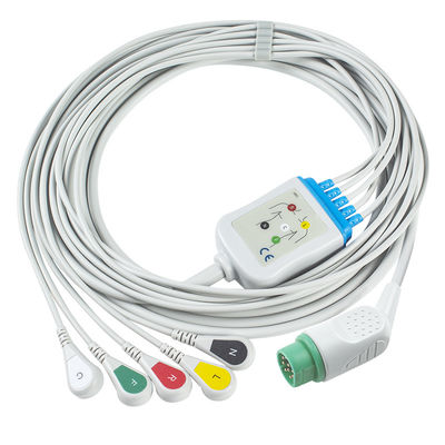 Compatibile con Siemens Drager 5 Lead Iec Snap Ecg Lead Cable / Ecg Lead Wire Set