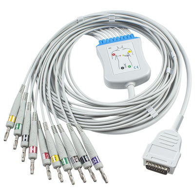 Cavo primo 10Lead di elettrocardiogramma 7704 della banana 4,0 di IEC degli atrii 3100 connessione diretta di eclissi 400 del cavo 012-0844-01 di elettrocardiogramma di Mortara Burdick