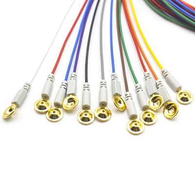 Elettrodi EEG Din 1.5 Placcati d'oro Colorati Elettrodi EEG a filo conduttore 1,5 metri 10 pezzi per set
