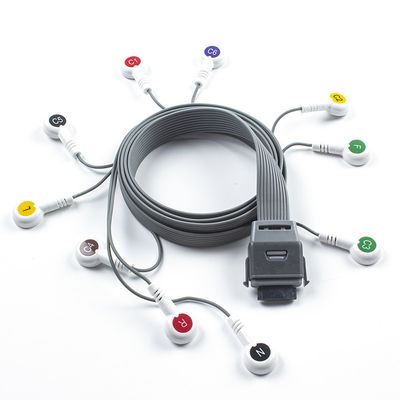 Cable Holter per ECG a piombo grigio 10 compatibile con Edan Biomedical Instrument IEC Snap