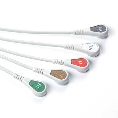 Grigio Compatibile IVY 5Lead Cable ECG AHA Snap 1m 3,0 diametro