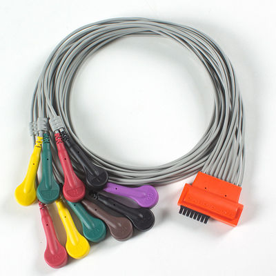 Cable ECG compatibile con Cardioline Touch ECG 10Lead IEC Snap con TPU grigio e arancione
