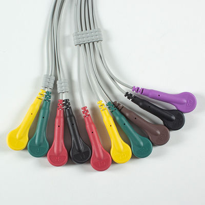 Cable ECG compatibile con Cardioline Touch ECG 10Lead IEC Snap con TPU grigio e arancione
