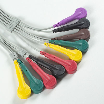 Cable ECG compatibile con Cardioline Touch ECG 10Lead IEC Snap con TPU grigio e arancione
