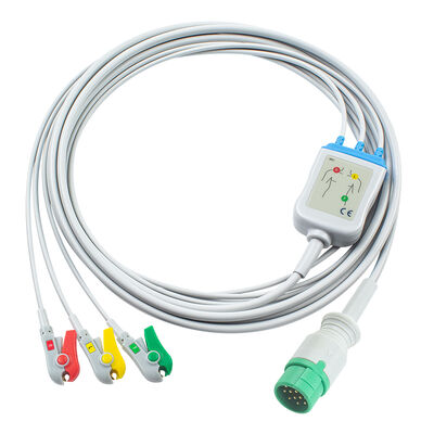 Cavi e fili per elettrocardiografo Emtel Fx2000 con connettore a 12 pin, cavo ECG a 3/5 derivazioni, clip a scatto IEC AHA