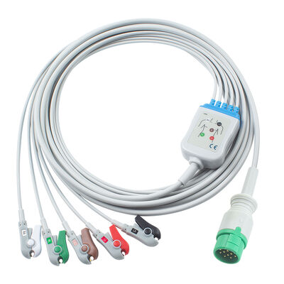 Cavi e fili per elettrocardiografo Emtel Fx2000 con connettore a 12 pin, cavo ECG a 3/5 derivazioni, clip a scatto IEC AHA