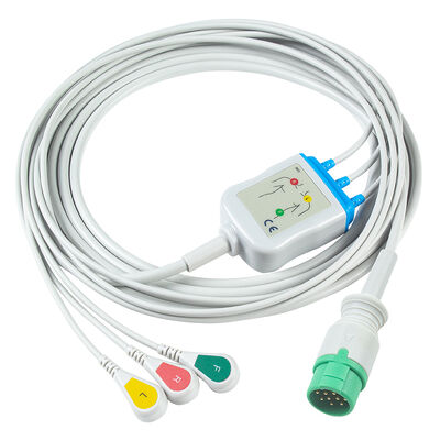 Cavi e fili per elettrocardiografo Emtel Fx2000 con connettore a 12 pin, cavo ECG a 3/5 derivazioni, clip a scatto IEC AHA