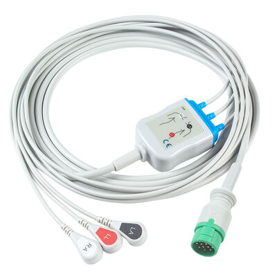 Cavi e fili per elettrocardiografo Emtel Fx2000 con connettore a 12 pin, cavo ECG a 3/5 derivazioni, clip a scatto IEC AHA