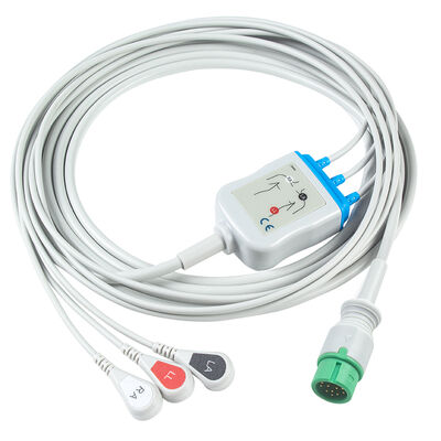 Cavi e fili per ECG Ecomed con connettore a 12 pin, cavo ECG 3 5 derivazioni IEC AHA Snap Grabber Clip
