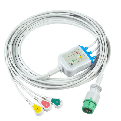 Cavi e fili per ECG Ecomed con connettore a 12 pin, cavo ECG 3 5 derivazioni IEC AHA Snap Grabber Clip
