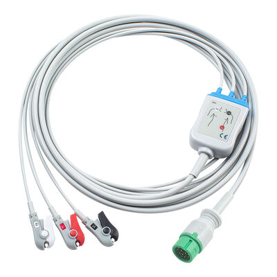Cavi e fili per ECG Ecomed con connettore a 12 pin, cavo ECG 3 5 derivazioni IEC AHA Snap Grabber Clip