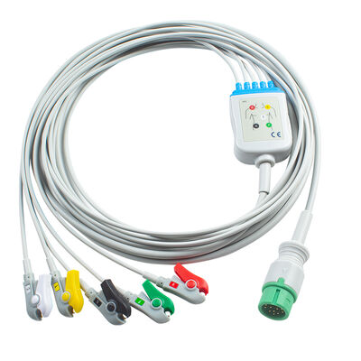Cavi e fili per ECG Ecomed con connettore a 12 pin, cavo ECG 3 5 derivazioni IEC AHA Snap Grabber Clip