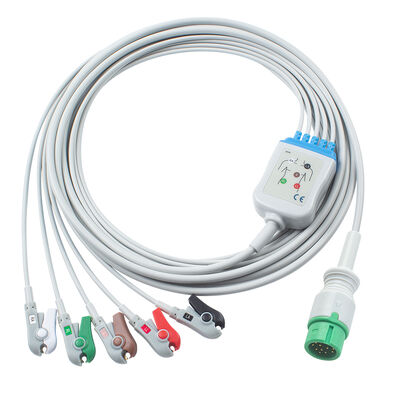 Cavi e fili per ECG Ecomed con connettore a 12 pin, cavo ECG 3 5 derivazioni IEC AHA Snap Grabber Clip