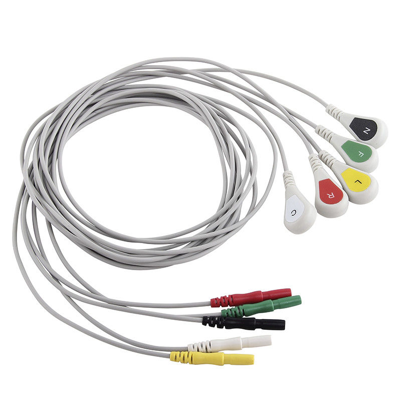 Una rottura medica Ecg di 5 cavi cabla il cavo ed il Leadwire di baccano 1,5 AAMI 6pin Holter ECG per il registratore di Holer