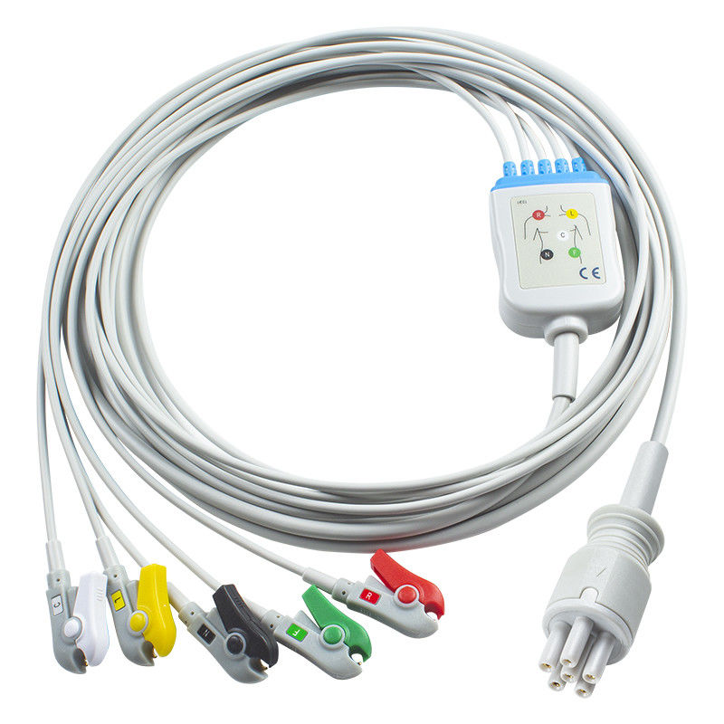 Per Omron > Colin Cable ECG compatibile con collegamento diretto e fili di conduzione 5Lead IEC Grabber
