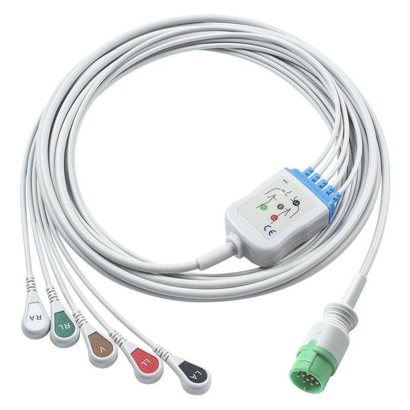 Fukuda Denshi Cable ECG compatibile a connessione diretta e fili di piombo - CI-700E-5 5Lead AHA Snap