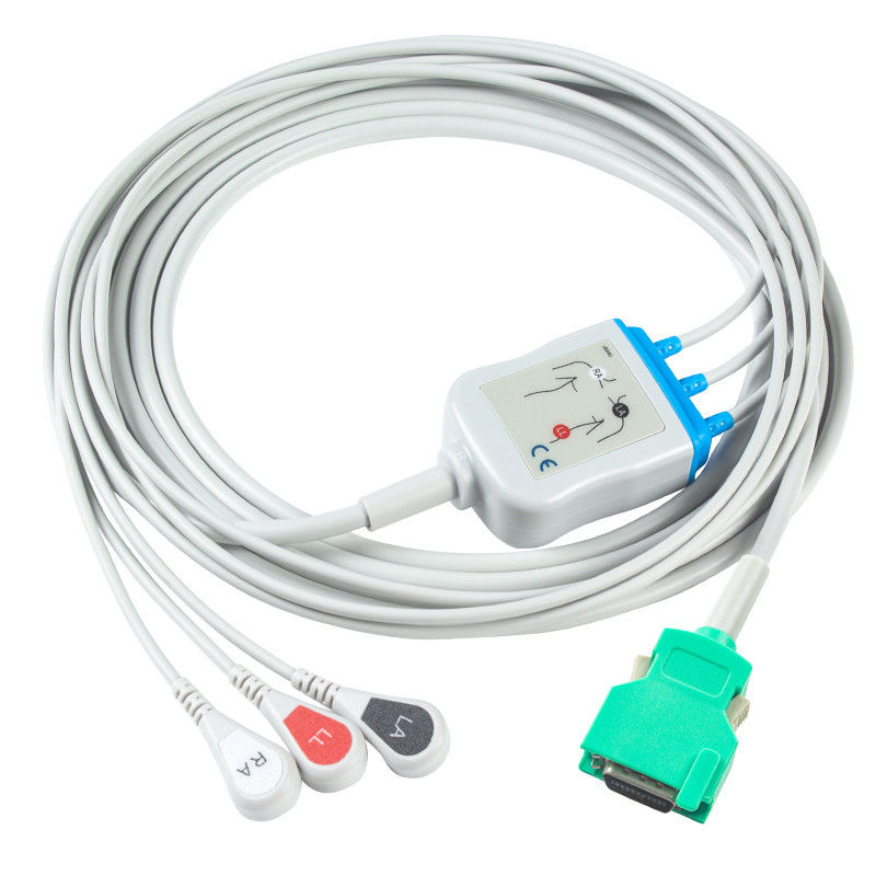 Per Nihon Kohden Cable ECG compatibile a connessione diretta e fili a piombo 3Lead AHA Snap