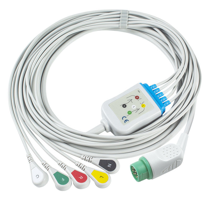 Compatibile con Siemens Drager 5 Lead Iec Snap Ecg Lead Cable / Ecg Lead Wire Set