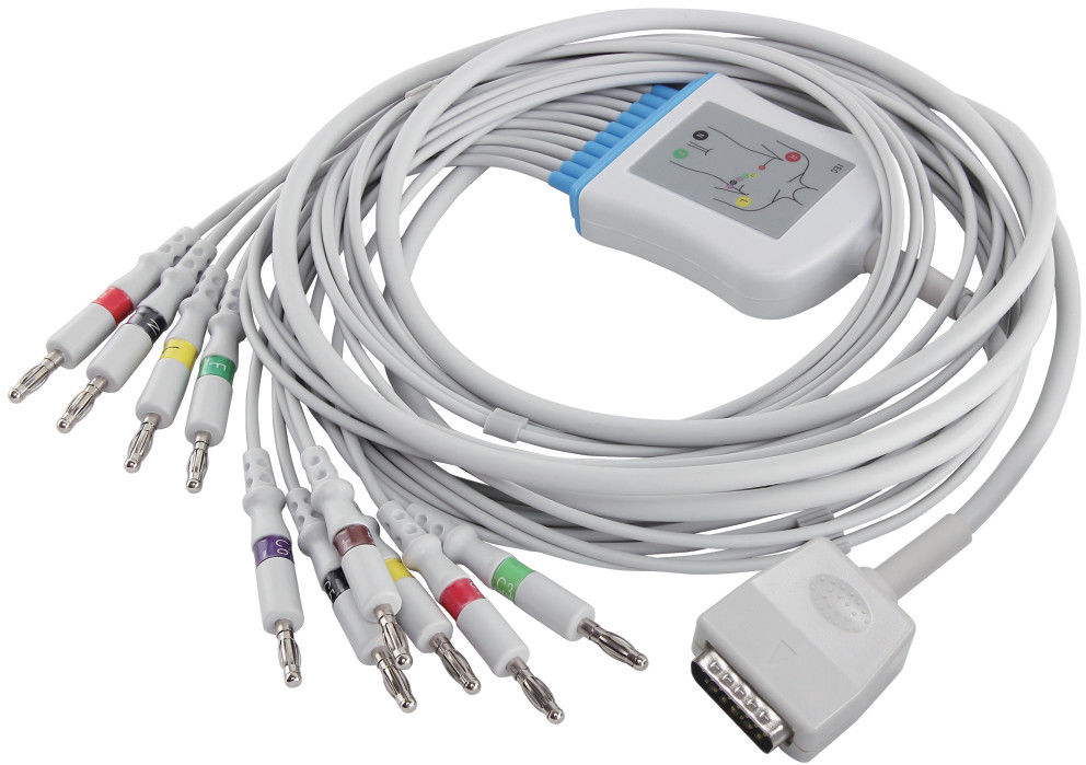Cavo di elettrocardiogramma di Q-sforzo ECG del cavo di elettrocardiogramma di Nihon Kohden 45502-NK per 5151A 5403A BSM-6501A ed il connettore della banana di IEC 4,0 dei Leadwires