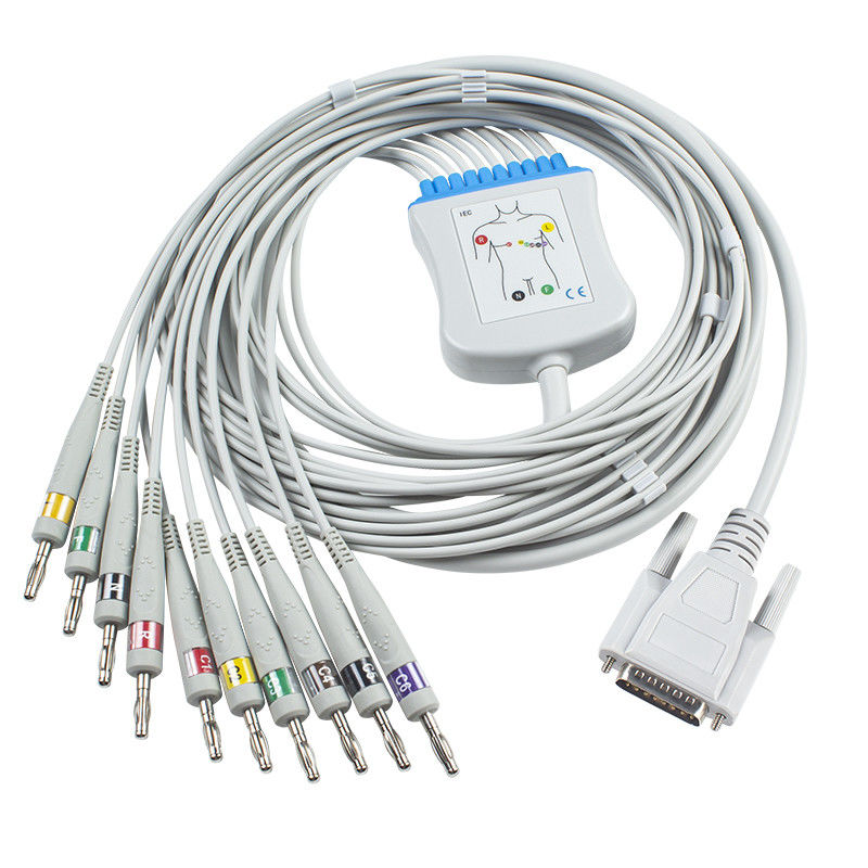 Banana 4,0 di IEC di Pin dei Leadwires 15 del cavo BA-902D ECG-FD07 ECG-9010K del tronco di Nihon Kohden Ekg