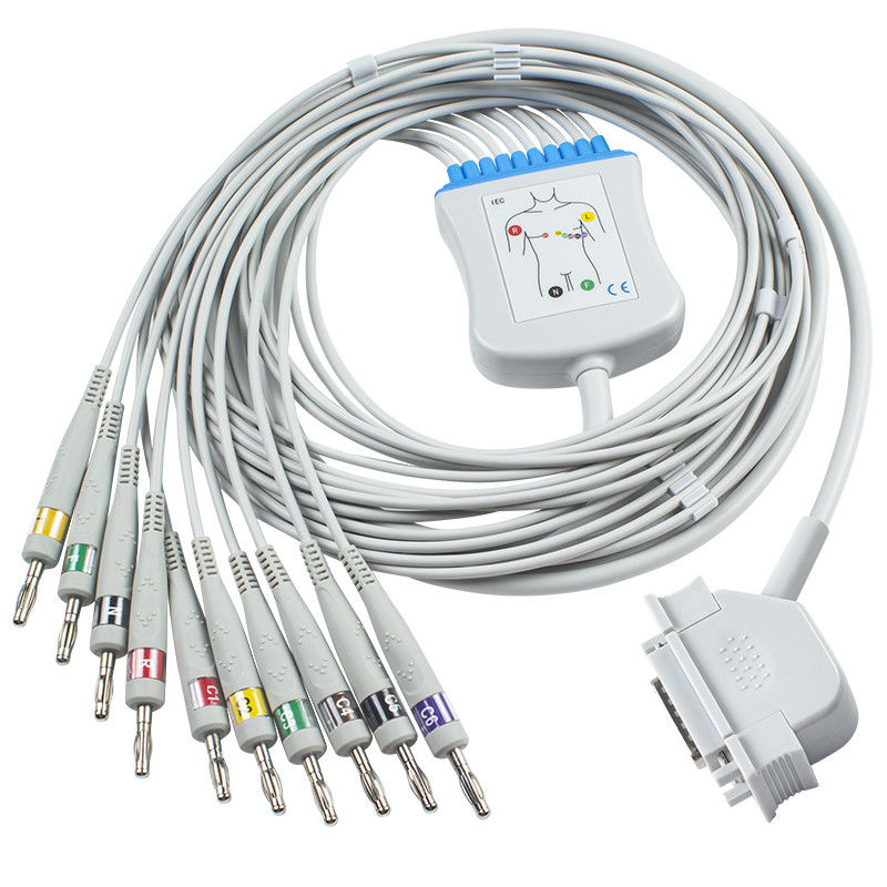 Cavo di GE Hellige ECG per il connettore della banana 4,0 di IEC di elettrocardiogramma del monitor EK36 EK403 EK4 EK413 EK43 EK512 EK53 di Cardiosys