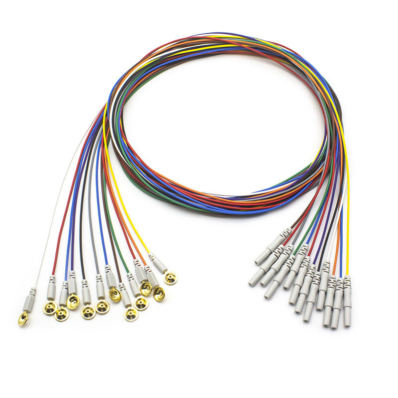 Elettrodi EEG Din 1.5 Placcati d'oro Colorati Elettrodi EEG a filo conduttore 1,5 metri 10 pezzi per set