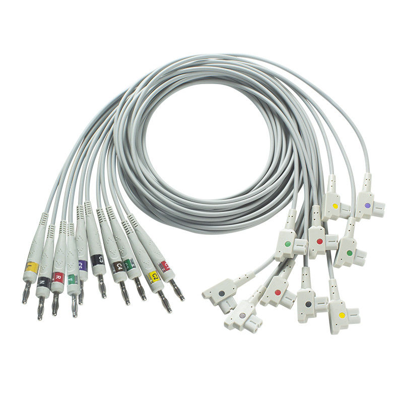 Cable diagnostico ECG GE compatibile 10Lead IEC Banana per GE AM4, AM5, CASE 12, CASE 15, CASE 16,CENTRA MAC12