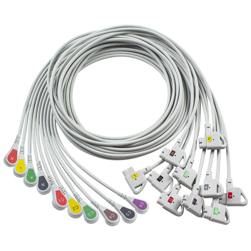 Compatibile P-Hilips Trim 10Lead ECG Cable IEC Snap per PageWriter Trim I, PageWriter Trim II