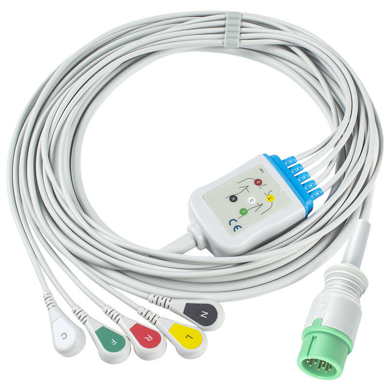 Cable ECG compatibile 5 connessioni per Medetec Cardiac Monitor ECG Inghilterra IEC Snap