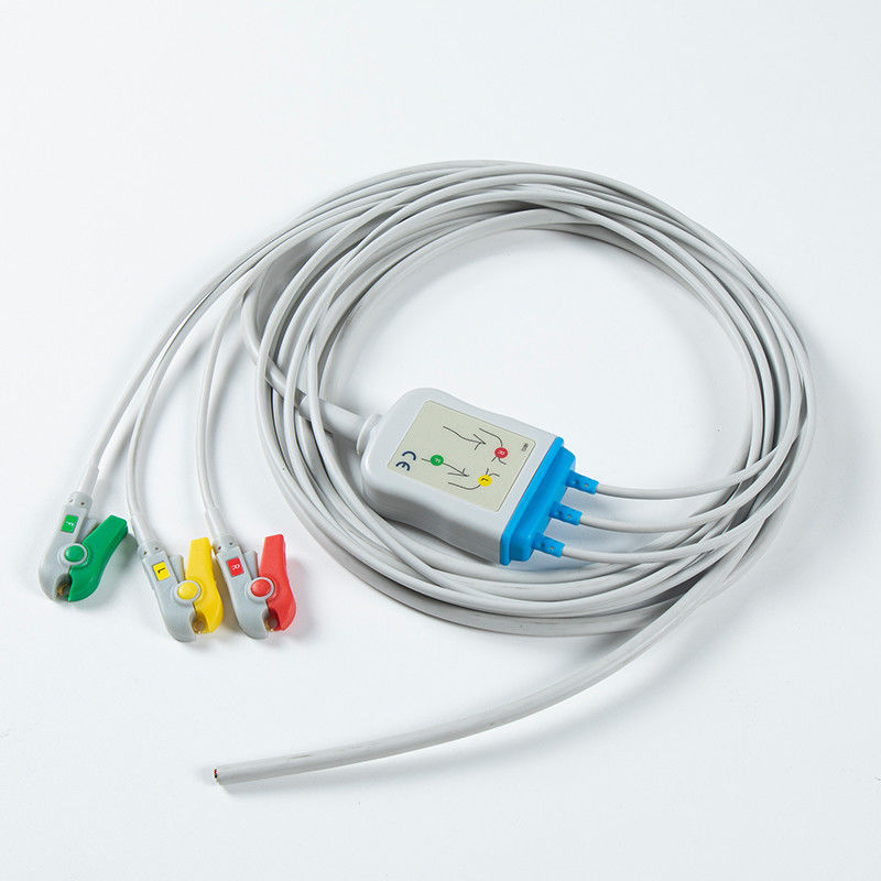 1m 3,0 di diametro cavo ECG semilavorato 3Lead IEC Grabber senza connettore con 24 mesi di durata