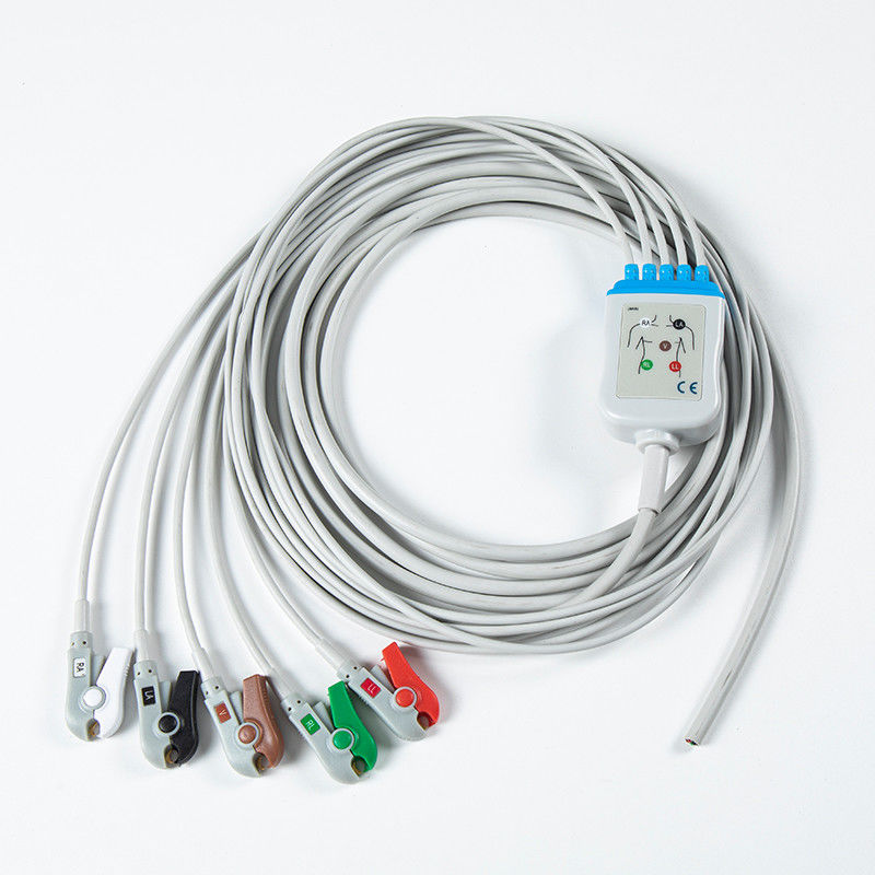 5 Piombo Grigio AHA Grabber Cable ECG semilavorato Ricambi per attrezzature ospedaliere