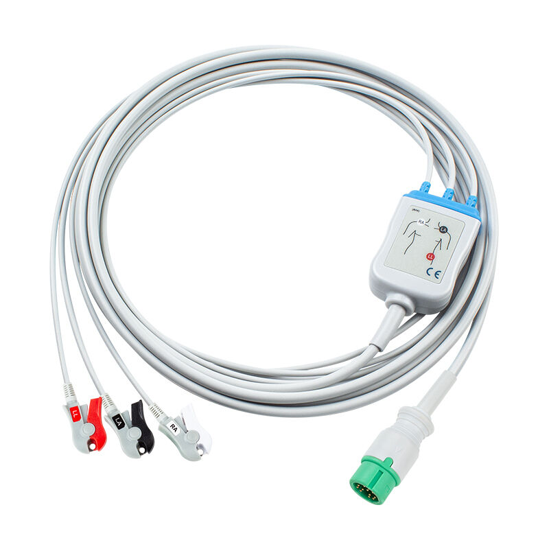 Yonker 12Pin E12 Un cavo ECG diretto Cavi ECG e fili a piombo 3Lead AHA IEC
