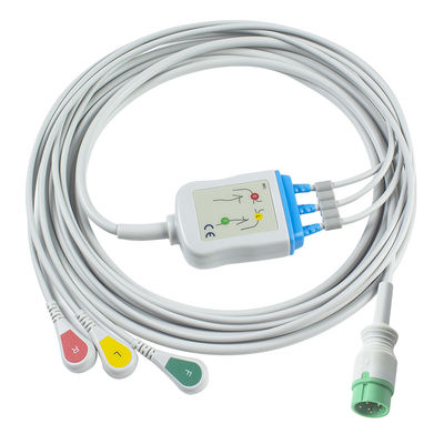 Cable ECG a un pezzo Zoll e fili di conduzione Cable ECG a 6 pin Cable ECG a 3 canali